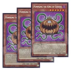 Yugioh Pumpking the King of Ghosts x 3 1st Secret Rare Chibi Art NM - Free Holo - Image 1