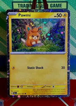 Pokemon Pawmi TCG Paldea Evolved Card 074/193 Cosmos Holo 🌀BIG SWIRL!🌀 NM - Image 1