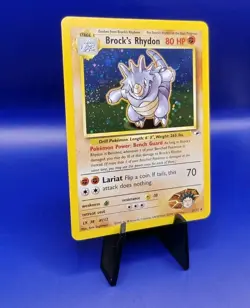 Brock's Rhydon 2/132 Holo Rare Gym Heroes Pokemon Card 1999-2000 TCG WOTC NM - Image 3