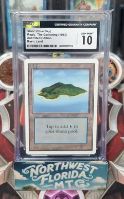 Graded MTG Card - CGC Gem Mint 10 - Unlimited - Island (Blue Sky) - Image 1