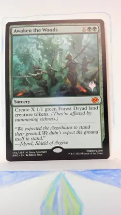 Awaken the Woods Regular The Brothers' War NM 170 MTG Promo Stamp - Image 1