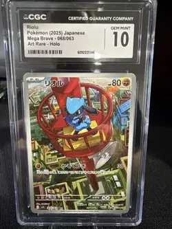 CGC 10 Riolu 068/063 AR Art Rare Mega Brave m1L Pokemon Card GEM MINT - Image 1