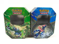 2 x Empty 2014 Pokemon TCG: Kalos Power Tins Chesnaught /Greninja - Image 1