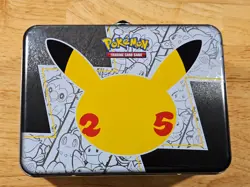 Pokemon 25th Anniversary Celebrations Lunch Box Tin EMPTY stickers+ect. included - Image 1
