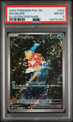 2023 POKEMON PAL EN-PALDEA EVOLVED ILLUSTRATION RARE #203 MAGIKARP PSA 8 - Image 1