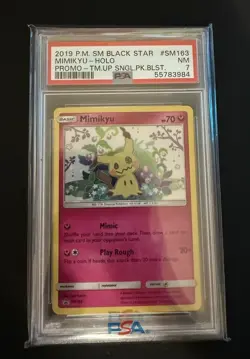 Mimikyu Sun & Moon Black Star Promo SM163 Holo Pokemon TCG - PSA 7 - Image 1