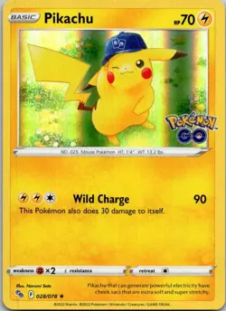Pikachu (28) Holo Rare Pokemon GO 028/078 NM - Image 1