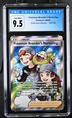 Pokemon Breeder's Nurturing Full Art 188/189 Darkness Ablaze CGC 9.5 Gem Mint - Image 1