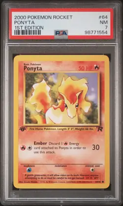 2000 POKEMON ROCKET 1ST EDITION #64 PONYTA PSA 7 - Image 1