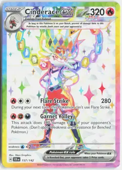 Cinderace ex 157/142 Ultra Rare Stellar Crown Pokemon Near Mint - Image 1