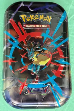POKEMON TCG MEGA HEROES LUCARIO MINI TIN with 2 Booster Packs - Image 1