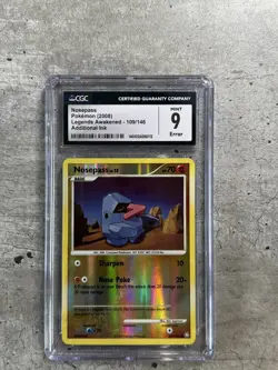 Pokemon Card Nosepass Rev Holo Error Add. Ink CGC 9, Legends Awakened 2008 (1) - Image 1