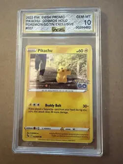 2022 POKEMON GO Cosmos Holo Pikachu #027 AGS 10 Gem Mint - Image 1