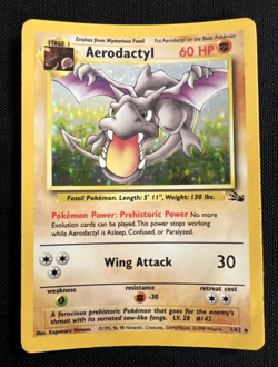 Aerodactyl 1/62 - Fossil Set Pokemon Card - Original Holo Rare - WOTC 1999 TCG - Image 1