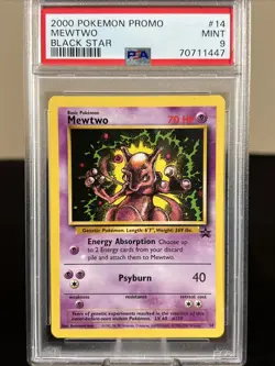2000 POKEMON PROMO BLACK STAR 14 MEWTWO PSA 9 - Image 1