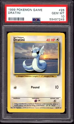 1999 Pokemon Dratini Unlimited 26/102 Base Set - PSA 10 - Image 1