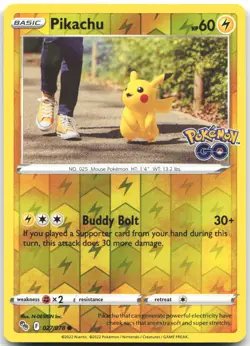 Pikachu 027/078 Common Pokemon GO Pokemon Reverse Holo Near Mint - Image 1