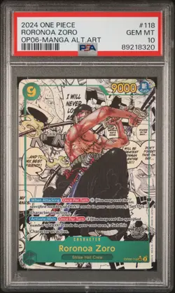 2024 ONE PIECE OP06-WINGS OF THE CAPTAIN MANGA ALTERNATE ART RORONOA ZORO PSA 10 - Image 1