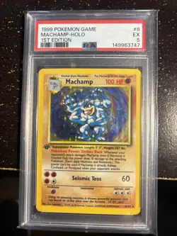1999 Machamp Pokemon Card 1st Edition 8/102 PSA 5 Holo Base Set - Image 1