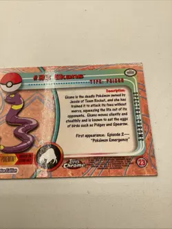 Ekans #23 Chrome Holo Pokemon Topps Chrome Series 1 Card NM front/LP back - Image 5
