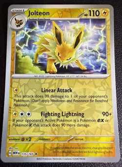Pokemon Scarlet & Violet 151 Jolteon 135/165 Reverse Holo NM - Image 1