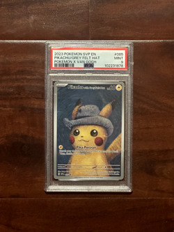 2023 POKEMON BLACK STAR PROMO #085 PIKACHU/GREY FELT HAT POKEMON X VAN GOGH PSA9 - Image 1