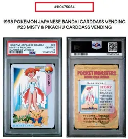 1998 Pokemon Bandai Carddass Misty & Pikachu #23 PSA 10 Gem Mint - Image 5