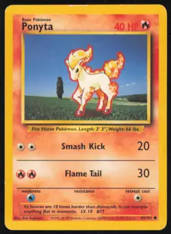 Pokemon MP Ponyta 60/102 Common Unlimited Base Set NM - Image 1