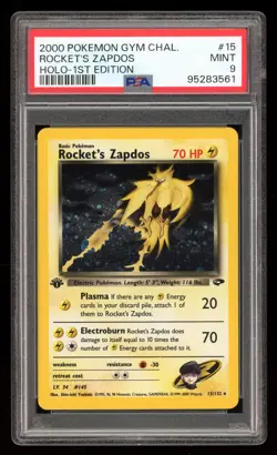 Rocket's Zapdos - #15 Gym Challenge 1. Edition - English - PSA 9 Mint - Image 1
