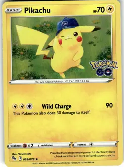 Pikachu (28) Holo Rare Pokemon GO 028/078 LP - Image 1