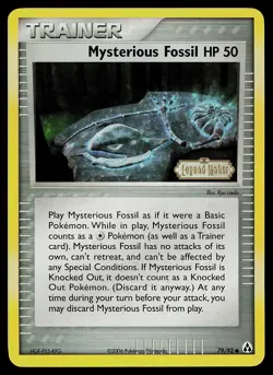 Pokemon Card - Mysterious Fossil Legend Maker 79/92 Reverse Holo Common Stamped - Image 1