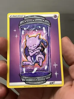 Mewtwo holo Cryo-tank Custom painted energy card - Image 2