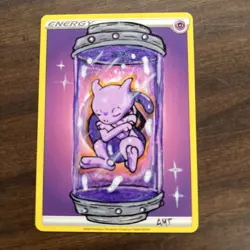 Mewtwo holo Cryo-tank Custom painted energy card - Image 4