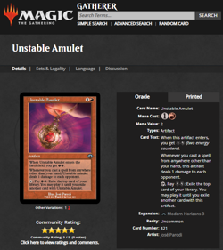 MTG Magic the Gathering Modern Horizons 3 MH3 Retro Foil #421 Unstable Amulet - Image 3
