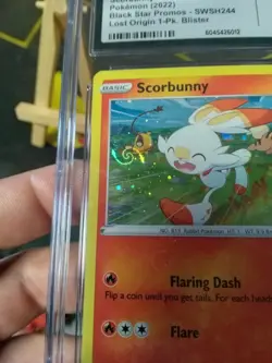 SWIRL CGC 9 Scorbunny SWSH244 POKEMON Black Star Promo Cosmos Holo - Image 2