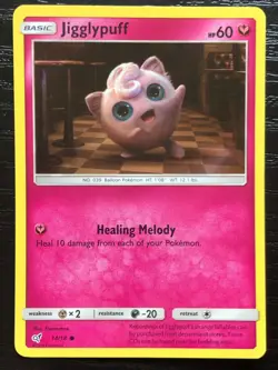 Jigglypuff Common Holographic Pokemon Card Detective Pikachu Mint 14/18 - Image 1