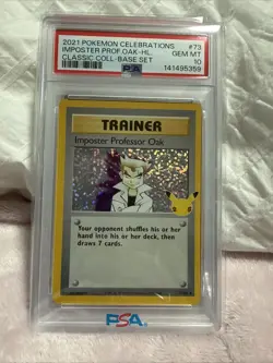 2021 Pokemon Celebrations Imposter Professor Oak #73 Base Set PSA 10 Bleed 🩸 - Image 2