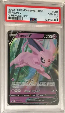 2022 Pokemon SWSH Sword & Shield Black Star Promo PSA 10 Espeon V SWSH201 #201 - Image 1
