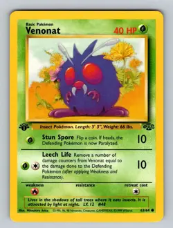 Venonat 1st Edition Common Pokemon TCG Jungle 63/64 NM - Image 1