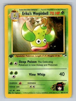 Erika's Weepinbell 1st Edition (49) Pokemon TCG Vintage Gym Heroes 049/132 NM - Image 1