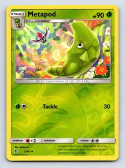 Metapod 2/68 Uncommon Hidden Fates Pokemon Reverse Holo Lightly Played - Image 1