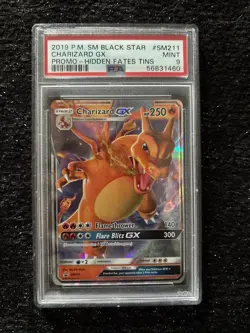 2019 Pokemon Sun & Moon Hidden Fates Charizard GX #9/68 PSA 9 - Image 1