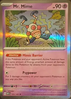 Pokemon TCG Mr. Mime 122/165 Holo Rare - 151 - Scarlet & Violet - Image 1