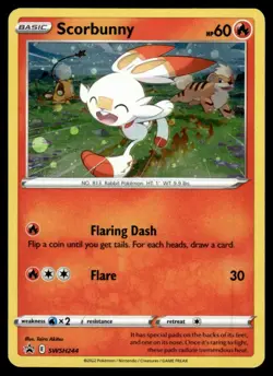 Pokemon Lost Origin Scorbunny SWSH244 Black Star Promo Cosmos Holo NM Pack Fresh - Image 1