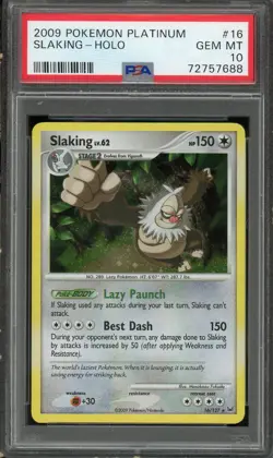 2009 POKEMON PLATINUM BASE SET #16 SLAKING - HOLO PSA 10 GEM MINT - Image 1