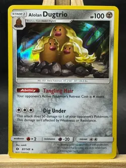 Alolan Dugtrio Holo Rare Pokemon TCG SM Base Set 87/149 NM - Image 1