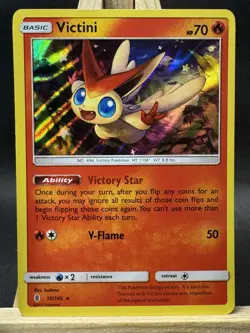 Victini Holo Rare Pokemon TCG SM - Guardians Rising 10/145 NM - Image 1