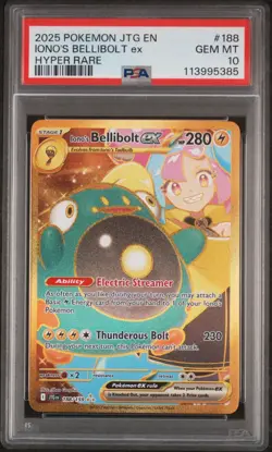 2025 POKEMON JTG EN-JOURNEY TOGETHER HYPER RARE #188 IONO'S BELLIBOLT EX PSA 10 - Image 1