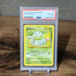 1999 POKEMON GAME BASE SET UNLIMITED #44 BULBASAUR PSA 10 GEM MINT - Image 1