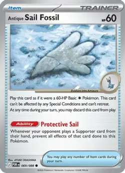 Pokemon Antique Sail Fossil C NM - Perfect Order 069/088 - Image 1
